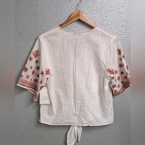 NWT Boho Calligraphie Cream Blouse With Front Tie Size S - Picture 13 of 13